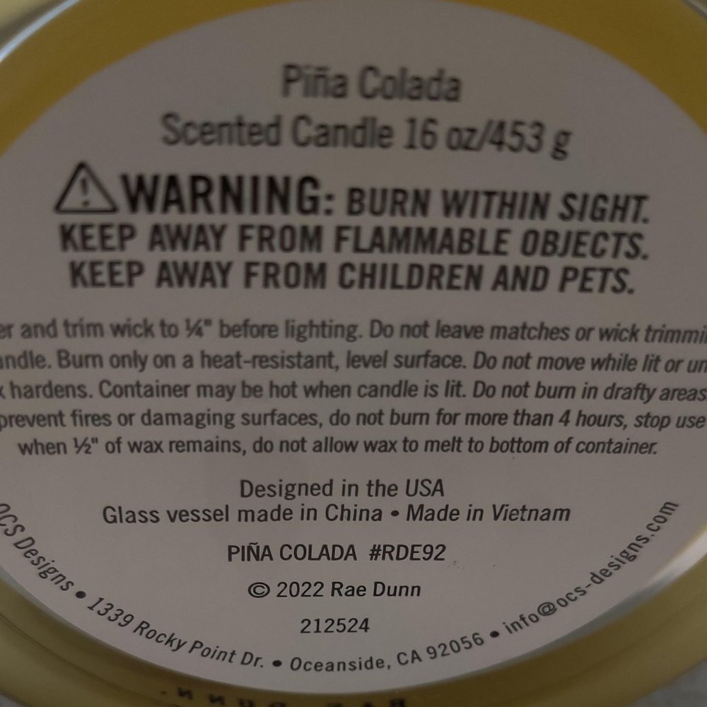 NEW! RAE DUNN “Piña Colada” Scented Candle - Picture 4 of 7